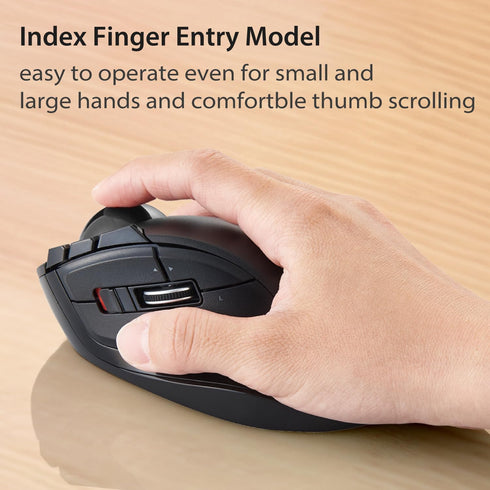 ELECOM DEFT Trackball Mouse - 2.4GHz Wireless, Finger Control, 8-Button Function, Ergonomic Design, Optical Gaming