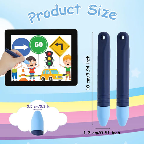 2pcs Kid-Friendly Stylus Pens with Anti-Loss Lanyards, Kids Stylus Pens for Touchscreen, Compatible with iPad, iPhone,