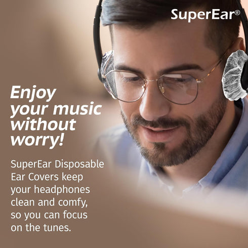 Sonic Technology Disposable Sanitary Ear Covers for Headphones: 50 Pair (2.5") Woven Paper Caps