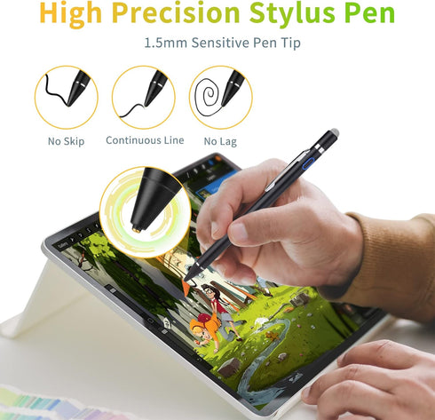 Stylus Pen for Samsung Galaxy Tab A8 A7 - High-Precision Fine Tip Digital Pencil with Magnetic Fabric Cap 2 in 1 Sensitive,Good for Writing and Drawing,Pencil for Samsung Galaxy Tab A8 A7,Black