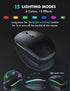 Wireless Keyboard and Mouse Combo, Large Print, RGB Backlit, Oversize Light Up Letters, Rechargeable, Ergonomic Tilt