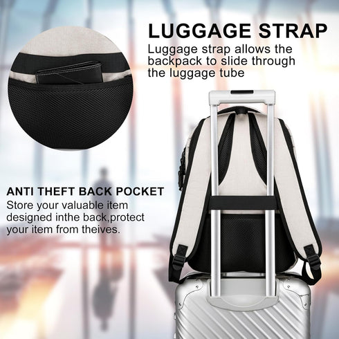 School Backpacks for Teens, Laptop Backpack with USB Charging Port, 15.6 Inch Water Resistant Mochila for Work, College
