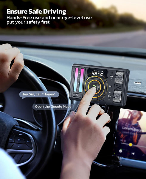 Nulaxy Bluetooth 5.3 Car Adapter, Air Vent Installation, DSP Noise Cancellation, QC3.0 & Type-C PD Car Charger,