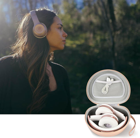 Extra Large Headphone Case for TOZO HT2, Beats Studio Pro, Beats Solo3, Picun P26, Elecder i39 and More - Rose Gold