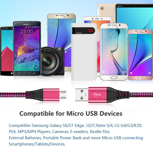 Micro USB Cable 10FT - OKRAY 2-Pack Long Braided USB-A to Micro USB Fast Charging Cords for Android
