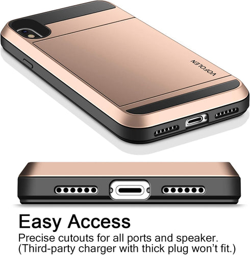 Vofolen Case for iPhone Xs Max, Wallet Card Holder Sliding Cover, Dual Layer Protective Hard Shell Hybrid TPU