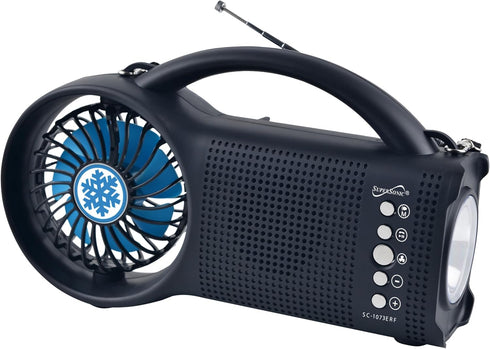 Supersonic SC-1073ERF Solar Power Bluetooth Speaker with FM Radio, LED Torch Light, for Camping and Emergency