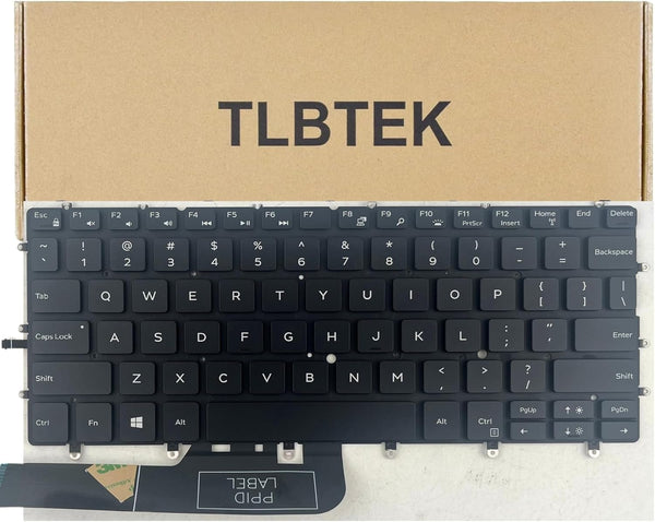 TLBTEK Backlight Keyboard Replacement for Dell XPS 13 9317 9305 9370 P82G 9380 Series Laptop