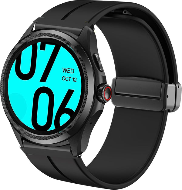 Compatible Ticwatch Pro 5 Smartwatch Bands, 24mm Soft Silicone Magnetic Buckle Sport Wristband Replacement Straps