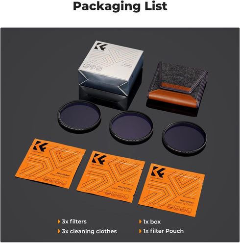 K&F Concept 77mm Star Filters Kit (3 PCS) - 4, 6, 8 Points Cross Screen Starburst Filters with 18 Layer Coating