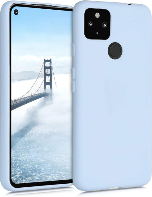 kwmobile Case Compatible with Google Pixel 4a 5G, Soft Slim Protective TPU Silicone Cover - Light Blue Matte