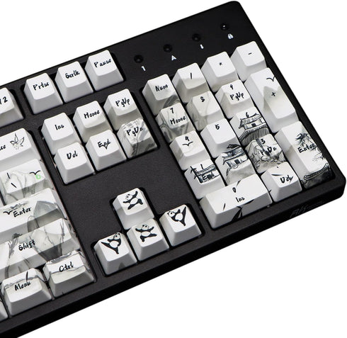 MOLGRIA Keycaps 110 Set Ink Panda for Full Sized Keyboard, Custom PBT OEM Profile with Japanese Font for Cherry MX