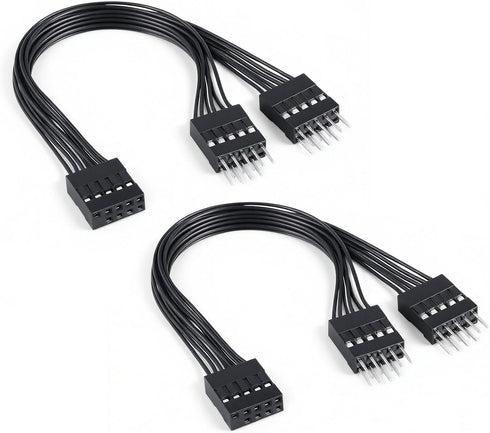 FdcLixuvol PC Power Switch Splitter, 2-Pack 9 Pin Motherboard Jumper Splitter 1 Female