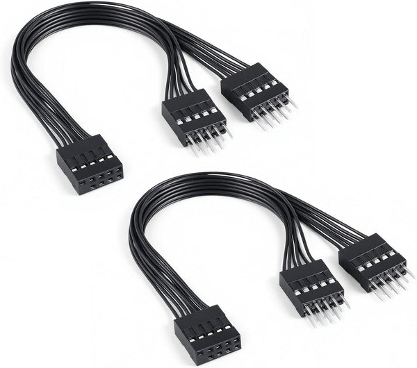 FdcLixuvol PC Power Switch Splitter, 2-Pack 9 Pin Motherboard Jumper Splitter 1 Female