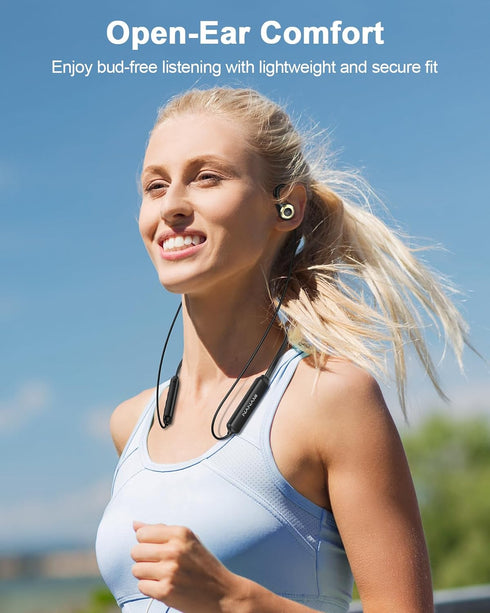 NANAMI Open Ear Headphones, Wireless Bluetooth Earbuds, 15H Playtime, IPX5 Waterproof Sports Neckband with Earhooks