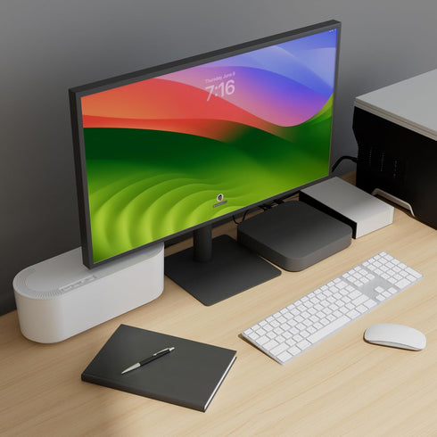 D-Line Cable Management Box, Power Strip Holder & Desk Cord Organizer, Small White Cover for Office Cords