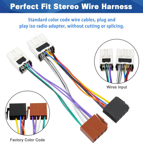 ISO Stereo Wiring Harness Compatible with Nissan Altima Armada Frontier Xterra Maxima Pathfinder Titan Infiniti Car