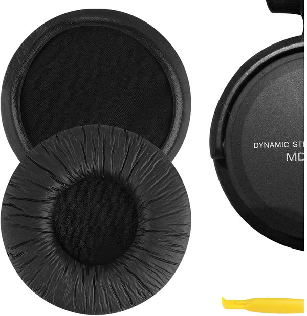 Geekria QuickFit Leatherette Replacement Ear Pads - Black for Sony MDR-V500DJ, MDR-V500, WH-CH520 Headphones