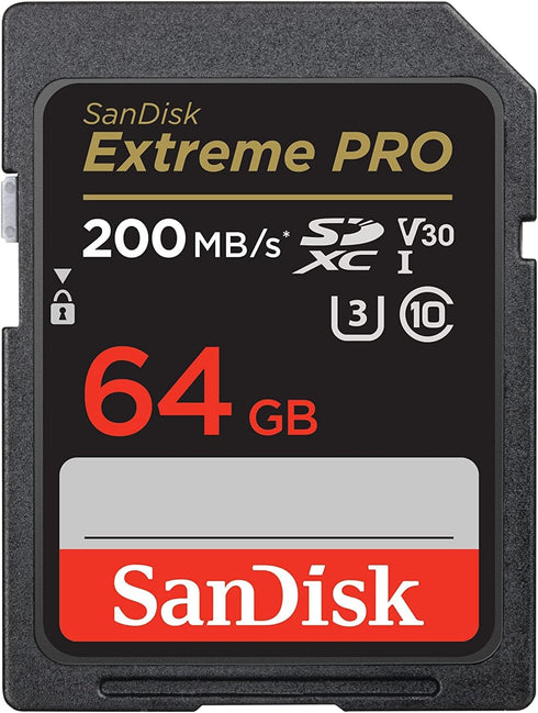 SanDisk Extreme Pro 64GB SDXC Card for Canon Camera compatible with EOS M50 Mark II, Class 10 UHS-1 Bundle with (1)