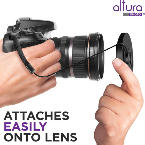 Altura Photo 5 Pcs Lens Cap Keeper - Camera Lens Cap Leash for DSLR & Mirrorless Lenses - Tether/Lens Holder for Canon,