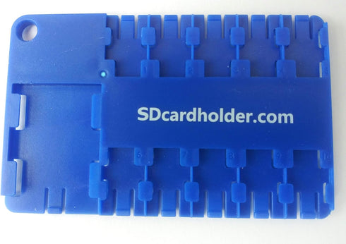 Micro SD Card Holder Case, Blue, Holds 10 Micro SD Memory Cards and 1 Adapter, US Shipper!