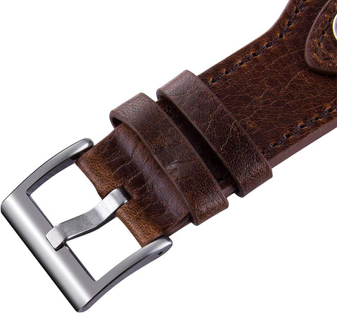 VIQIV Cuff Bracelets Bands for Compatible with Apple Watch 38mm 42mm 44mm 45mm, Dressy Leather Metal Jewelry Strap