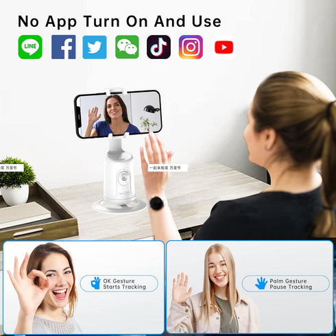 SelfieShow 360 Auto Tracking Phone Holder, Auto Face Tracking Tripod, Portable All-in-one Smart Selfie Stick Rotation