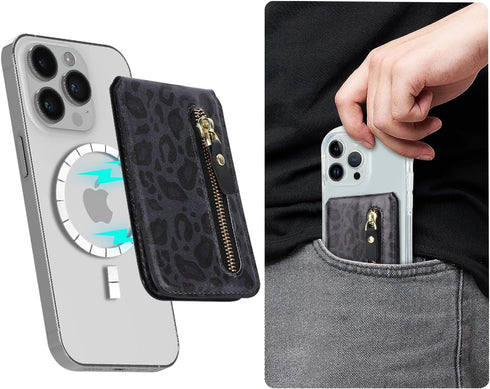 Cavor Black MagSafe Wallet for iPhone 14 Pro Max/14 Pro/15/14 Plus/13/12, Adjustable Stand, Magnetic Wallet
