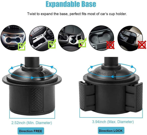 Cup Holder Phone Mount, Black, Fits 4.3 in Wide Phones