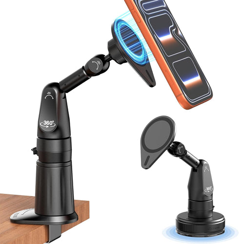 BANGMANG 2 in 1 Magnetic Phone Holder Desk Mount, Cell Phone Clamp Clip