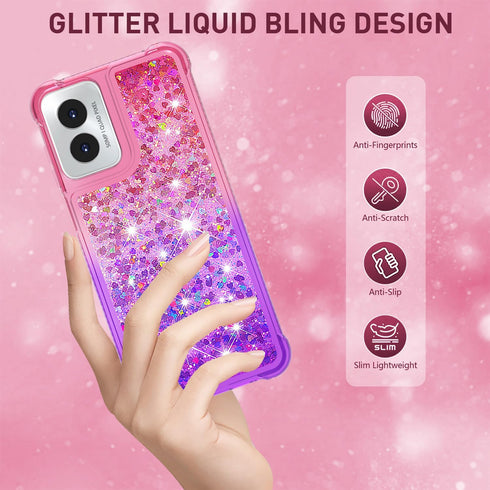 Shop the Moto G Play 2024 Case with Screen Protector - Cute Pink Purple Glitter Bling Slim TPU Soft Silicone Cover.