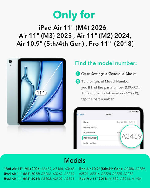 ESR 11 Inch M4/M3/M2 (2026/2025/2024), 5th/4th (2022/2020), for iPad Air Case iPad Air Gen Powerful Magnetic