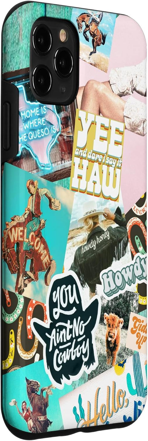 iPhone 11 Pro Max Case, Western Cowgirls Howdy Giddy-up Boho Aesthetics Country Chic