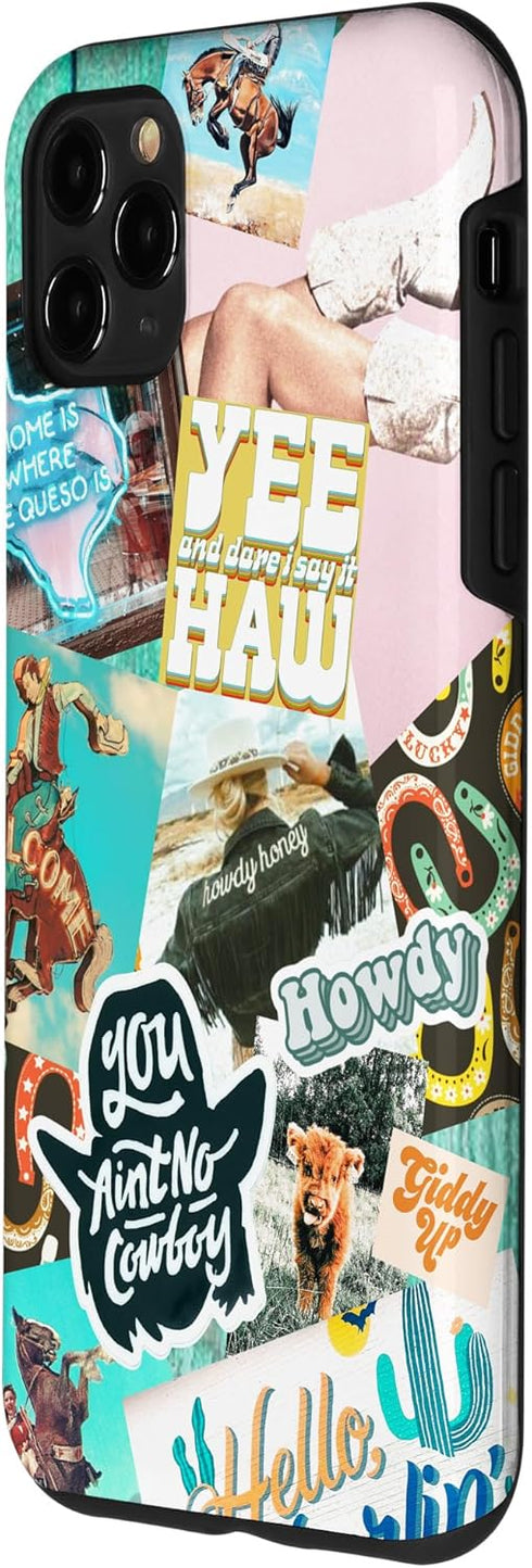 iPhone 11 Pro Max Case, Western Cowgirls Howdy Giddy-up Boho Aesthetics Country Chic