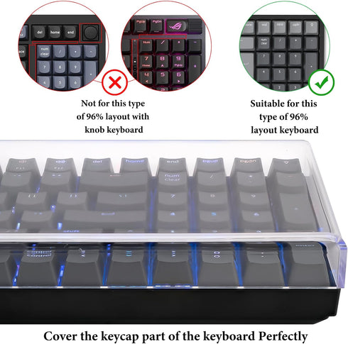 Geekria 90%-96% Keyboard Dust Cover, Clear Acrylic Keypads Cover for 100 Keys Computer Mechanical Wireless Keyboard,