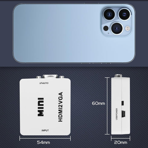 YAODHAOD 1080P HDMI to VGA Adapter, Mini Vga Adapter Box Steadily Convert Full HD Audio Video Support HDTV PC, Laptop