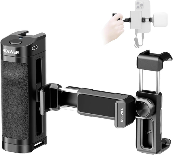 NEEWER Bluetooth Side Handle Shutter Release, 360° Rotatable Phone Clamp & SSD Holder, Rechargeable Battery for iPhone