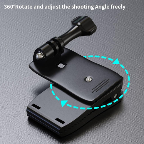 Anti-Slide Backpack Strap Clip Mount for Phone, 360 Degree Rotary Backpack Clamp for Video Recording