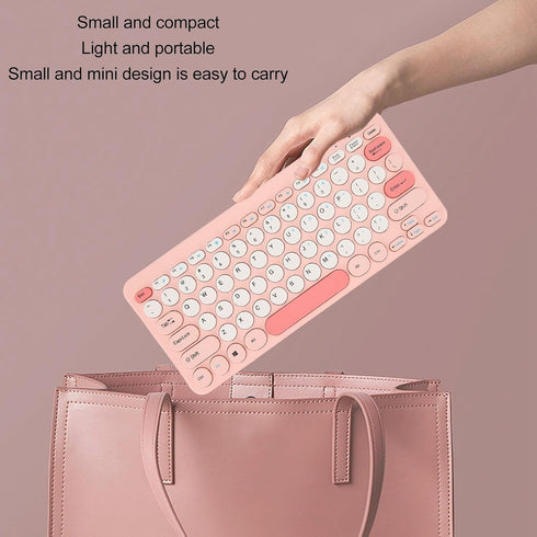 Mini Keyboard and Mouse Combo, Stylish Colorful Round Keycaps Mute Laptop Keyboard Mouse Set, Ergonomic Design for OS