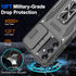 Samsung Galaxy A15 5G Case with Sliding Camera Cover & Tempered Glass Screen Protector, Rotatable Ring Holder Kickstand