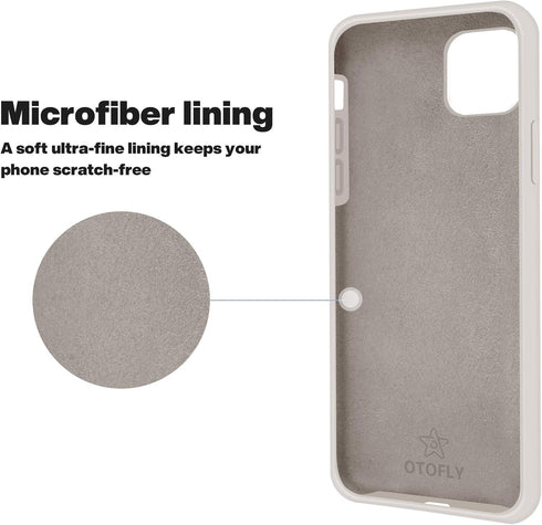 OTOFLY Soft Silicone Case for iPhone 12/12 Pro, Stone, Military Grade Drop Protection Anti-Scratch Microfiber