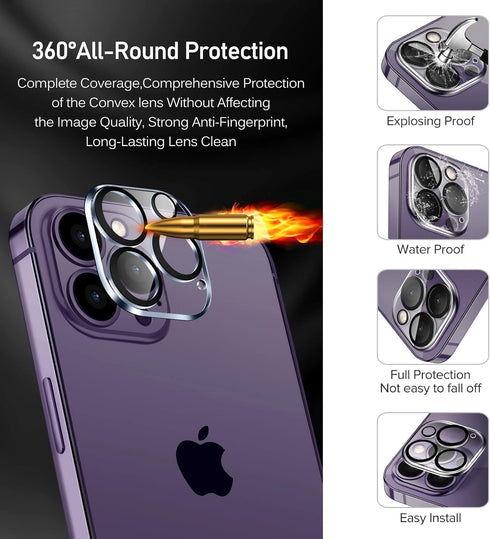 iVolver 3+3 Pack Tempered Glass Screen Protector for iPhone 14 Pro Max 6.7'' + Camera Lens Protectors & Alignment Frame.