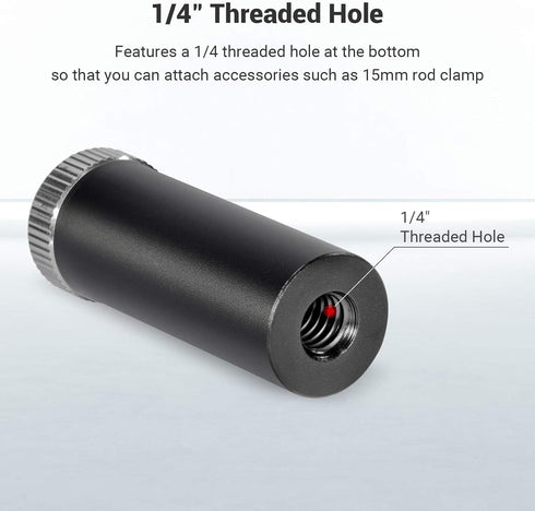 SMALLRIG Standard 15mm Micro Rod, 1.5 Inches Long with 1/4" Male Female Thread for Clamp Mount