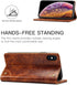 SINIANL iPhone XR Case, Leather Wallet Folio Book Design Flip Cover with Stand and ID Card Slot, Khaki
