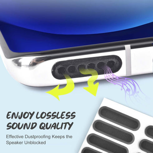 120Pcs Phone Speaker Cover Dustproof Stickers, Anti Dust Sticker Kit with Cleaning Brush & Tweezer for Phone Speaker