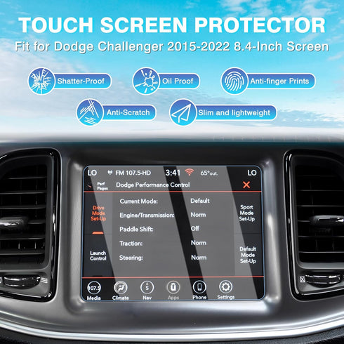 Karltys 2 Pack Tempered Glass Screen Protector for Dodge Challenger SRT 392 Hellcat Uconnect 2015-2023