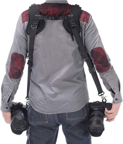 ztowoto Double Shoulder Camera Strap Harness, Quick Release Adjustable Dual Camera Tether Strap for DSLR SLR