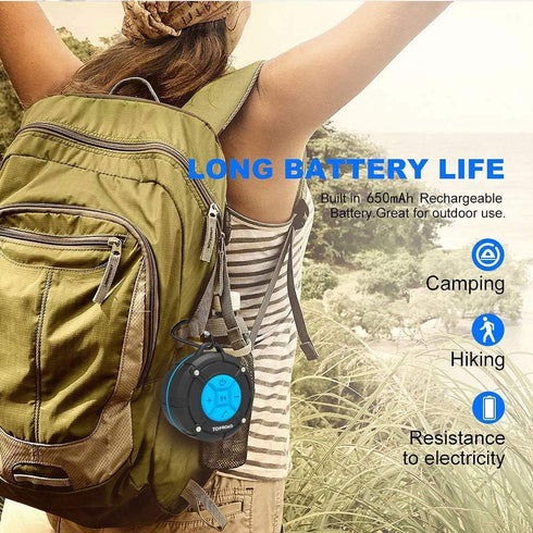 Portable Shower Speaker, IPX7 Waterproof Wireless Outdoor Speaker with HD Sound, Built-in Mic, Hands-Free Speakerphone