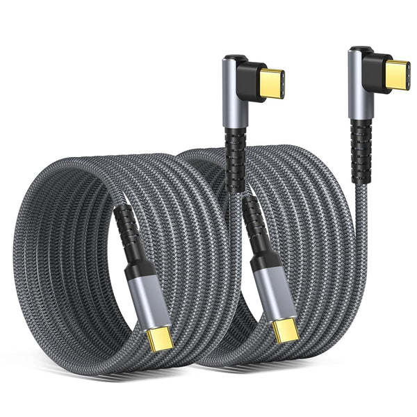 OKRAY USB C Cable, 2-Pack 10ft iPhone 15 Charger Cord USB-C to C 90 Degree Fast Charging Compatible for iPhone 15 Pro