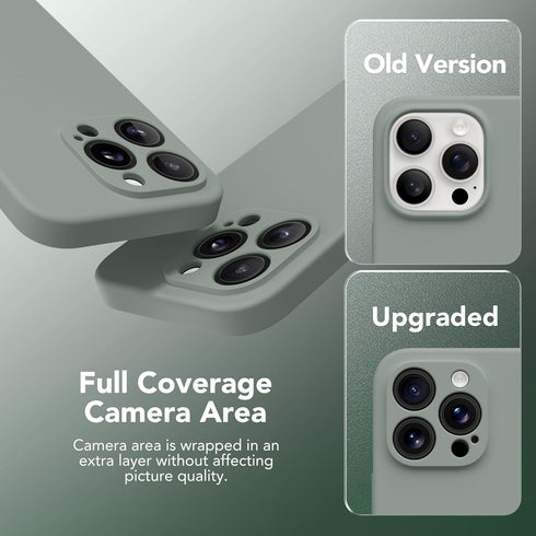 Calke Green iPhone 15 Pro Case - Magnetic, MagSafe Compatible, Silicone Shockproof, Full Camera Protection & 2 Screen